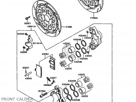 FRONT CALIPER - ZX900A7 GPZ900R 1990 EUROPE UK FG NR SD SP