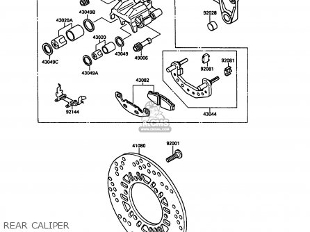 REAR CALIPER - ZX900A7 GPZ900R 1990 EUROPE UK FG NR SD SP