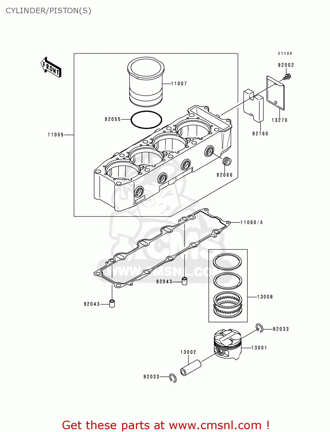 CYLINDER/PISTON(S) ZX900B1 NINJA ZX9R 1994 EU UK FR NL AR FG GR IT NR SD SP ST