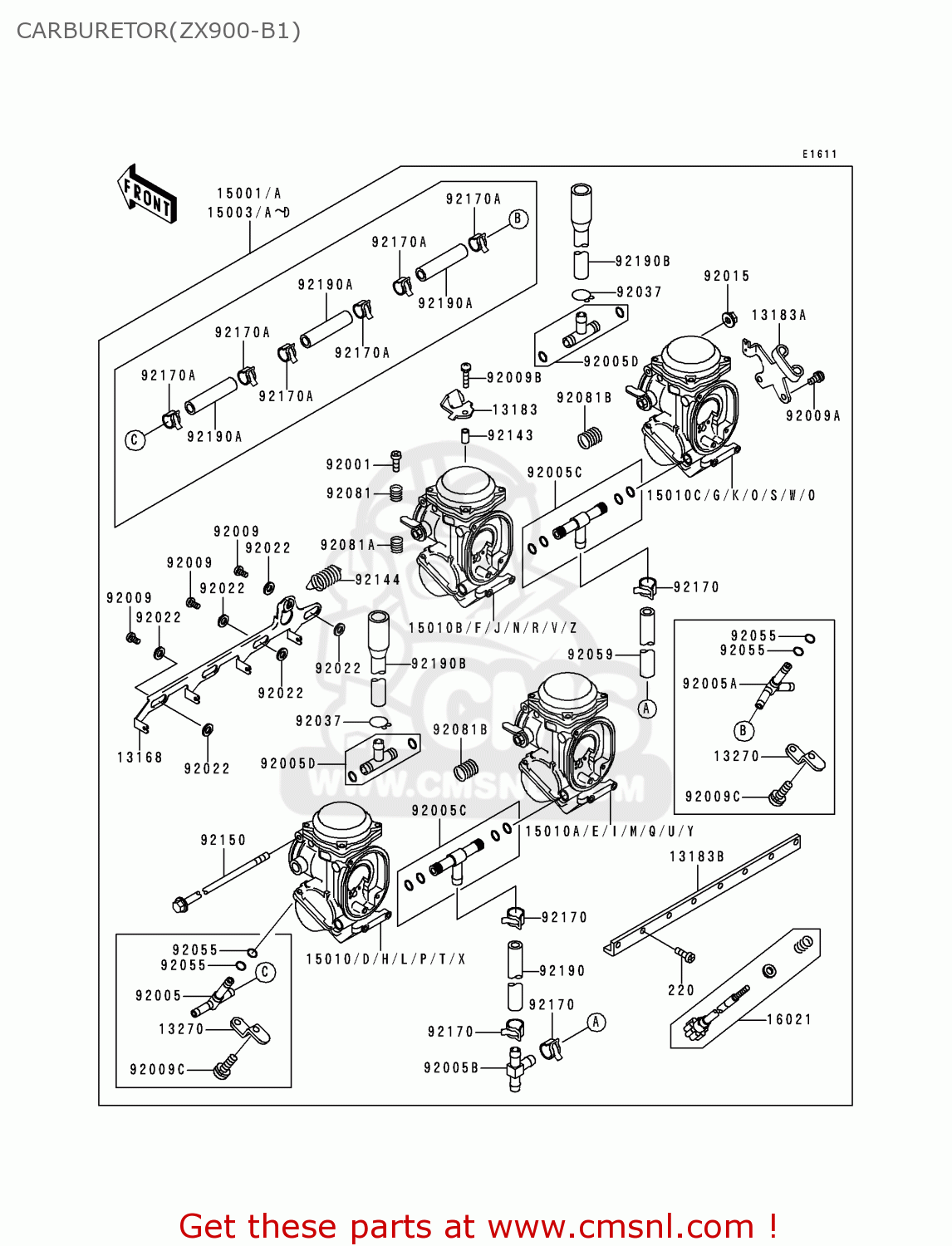 CARBURETOR(ZX900-B1) ZX900B1 NINJA ZX9R 1994 EU UK FR NL AR FG GR IT NR SD SP ST