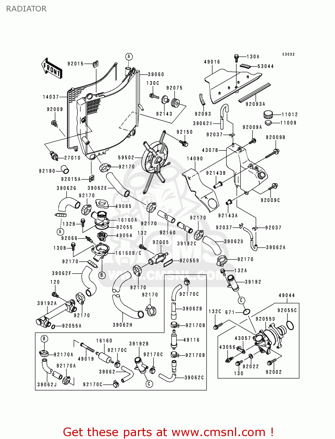 RADIATOR ZX900B1 NINJA ZX9R 1994 EU UK FR NL AR FG GR IT NR SD SP ST