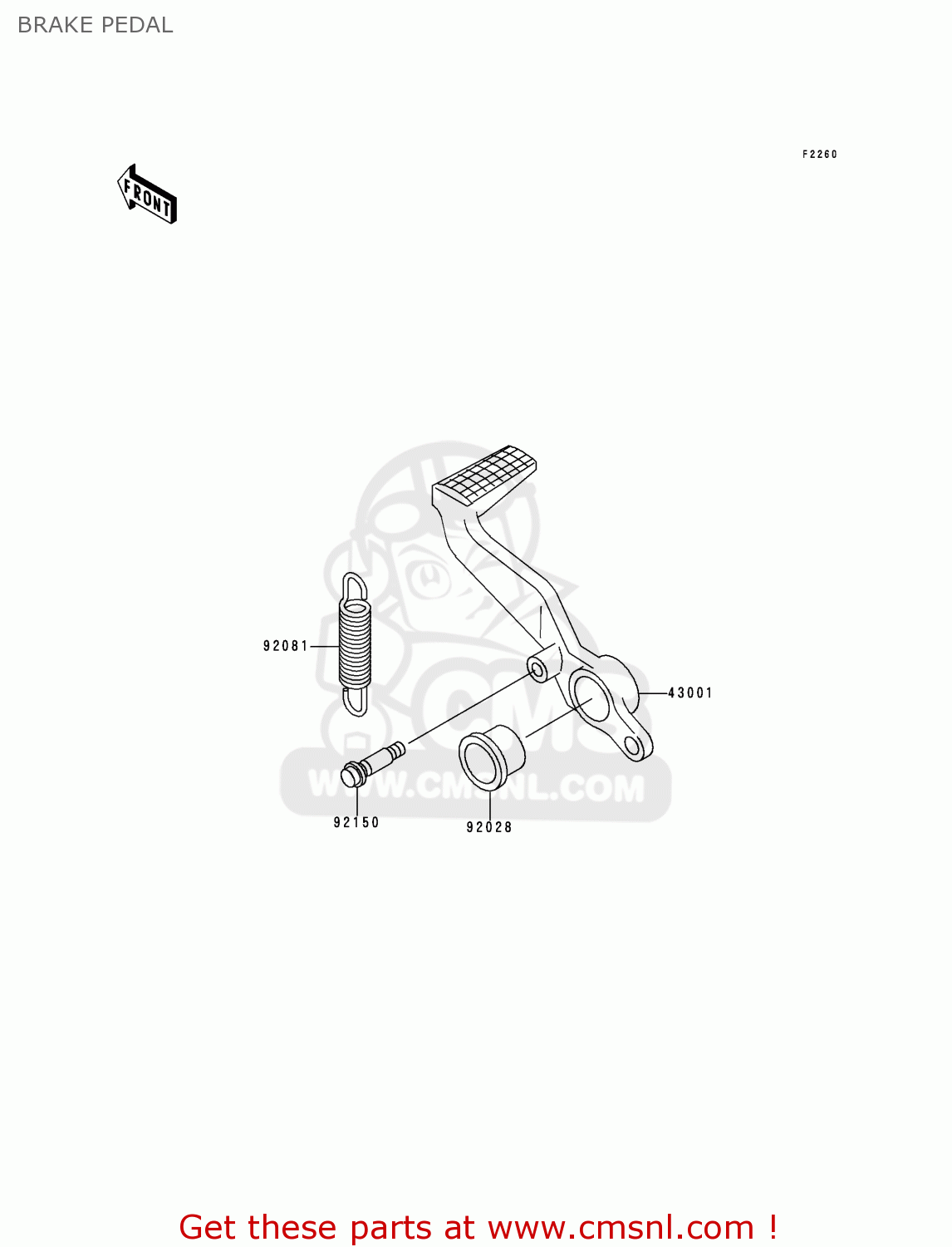 BRAKE PEDAL ZX900B1 NINJA ZX9R 1994 EU UK FR NL AR FG GR IT NR SD SP ST
