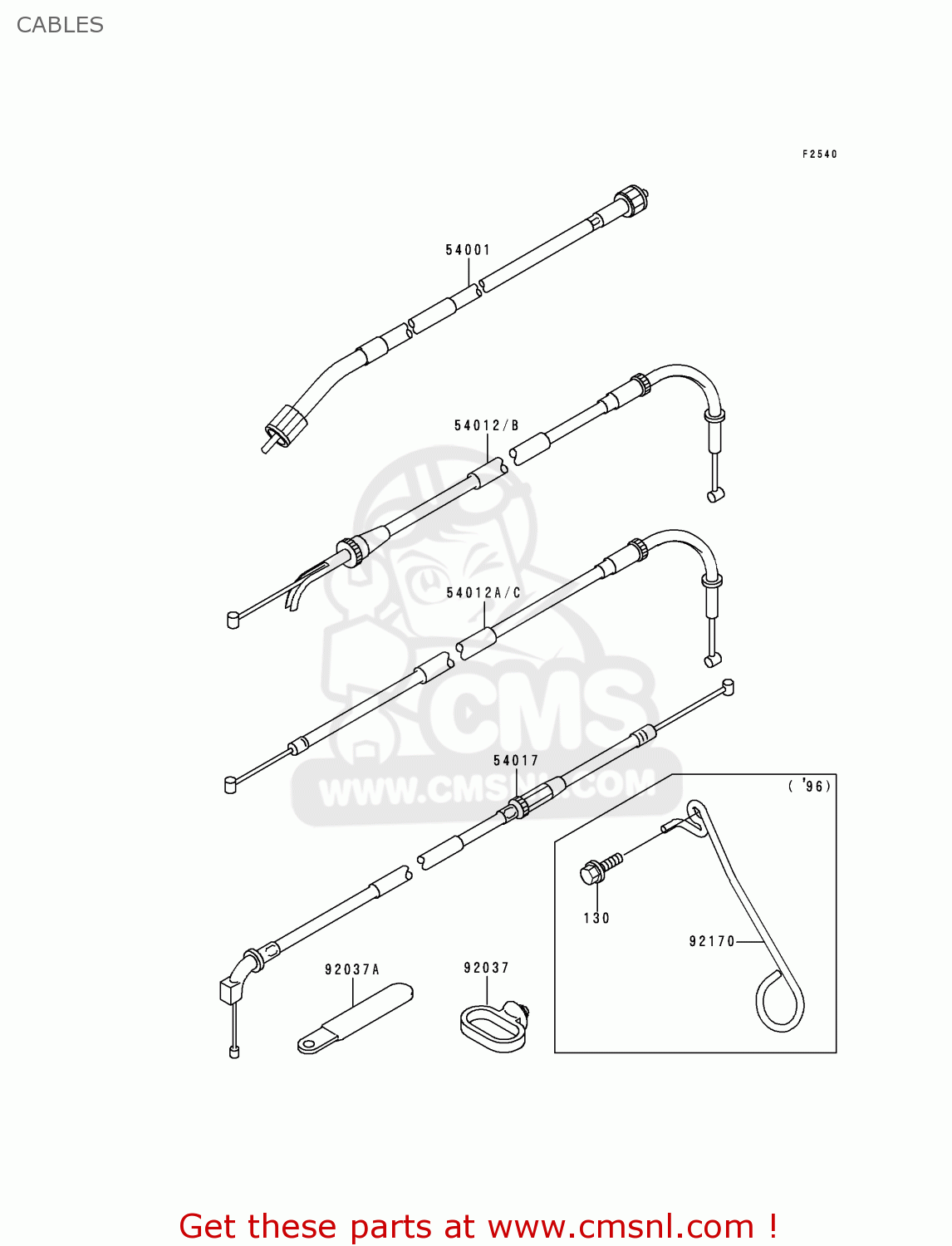 CABLES ZX900B1 NINJA ZX9R 1994 EU UK FR NL AR FG GR IT NR SD SP ST