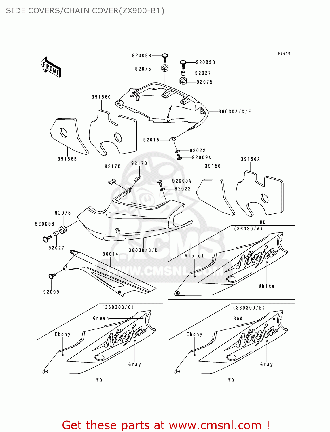 SIDE COVERS/CHAIN COVER(ZX900-B1) ZX900B1 NINJA ZX9R 1994 EU UK FR NL AR FG GR IT NR SD SP ST