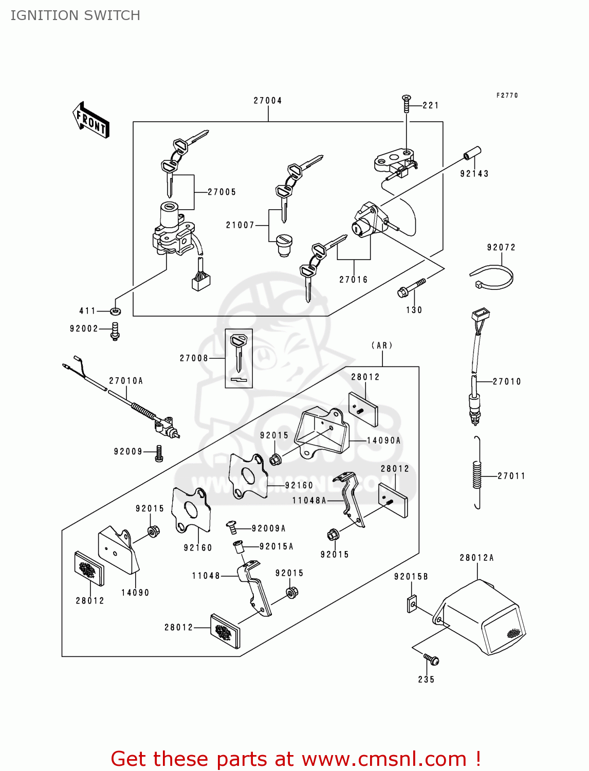 IGNITION SWITCH ZX900B1 NINJA ZX9R 1994 EU UK FR NL AR FG GR IT NR SD SP ST