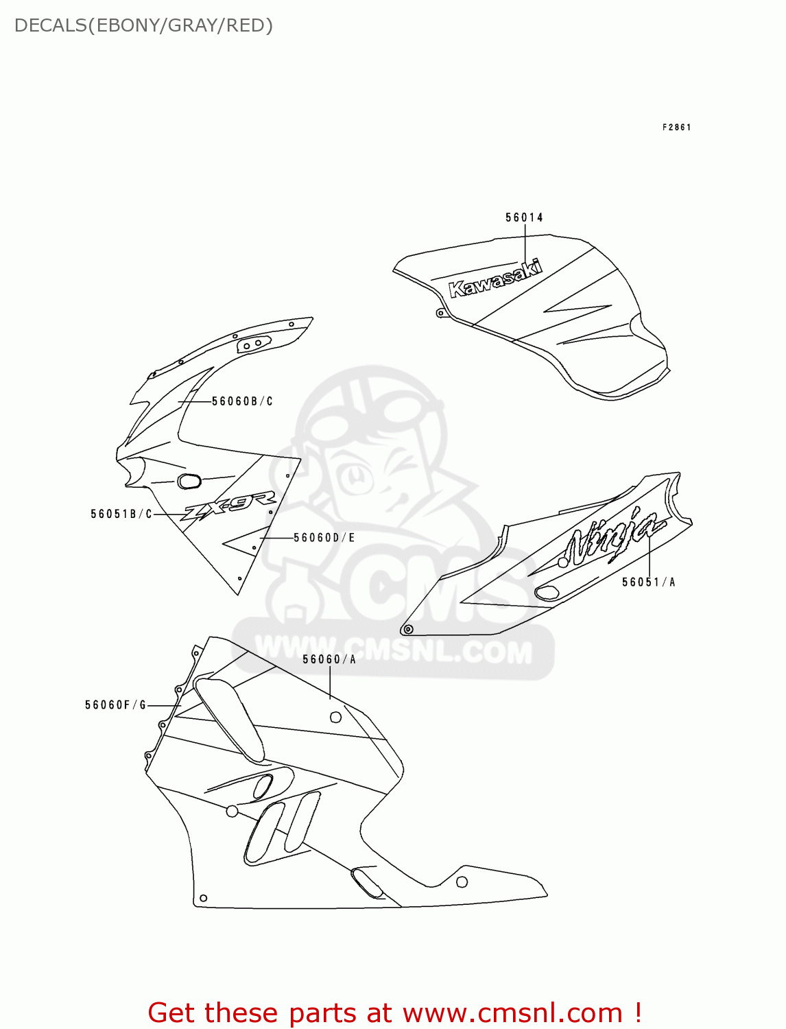 DECALS(EBONY/GRAY/RED) ZX900B1 NINJA ZX9R 1994 EU UK FR NL AR FG GR IT NR SD SP ST