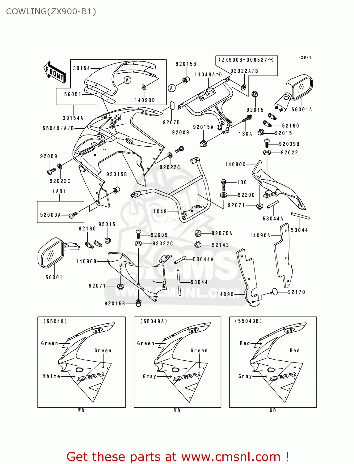 COWLING(ZX900-B1) ZX900B1 NINJA ZX9R 1994 EU UK FR NL AR FG GR IT NR SD SP ST