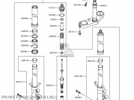 FRONT FORK(ZX900-B1/B2) - ZX900B1 NINJA ZX9R 1994 EU UK FR NL AR FG GR IT NR SD SP ST
