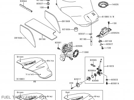 FUEL TANK(ZX900-B1) - ZX900B1 NINJA ZX9R 1994 EU UK FR NL AR FG GR IT NR SD SP ST