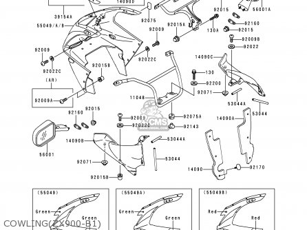 COWLING(ZX900-B1) - ZX900B1 NINJA ZX9R 1994 EU UK FR NL AR FG GR IT NR SD SP ST