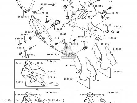 COWLING LOWERS(ZX900-B1) - ZX900B1 NINJA ZX9R 1994 EU UK FR NL AR FG GR IT NR SD SP ST