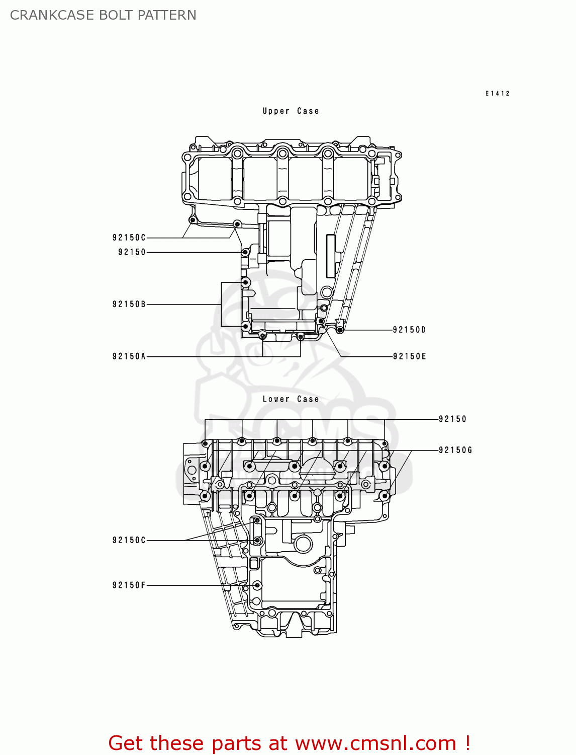 CRANKCASE BOLT PATTERN ZX900B1 NINJA ZX9R 1994 USA CALIFORNIA CANADA