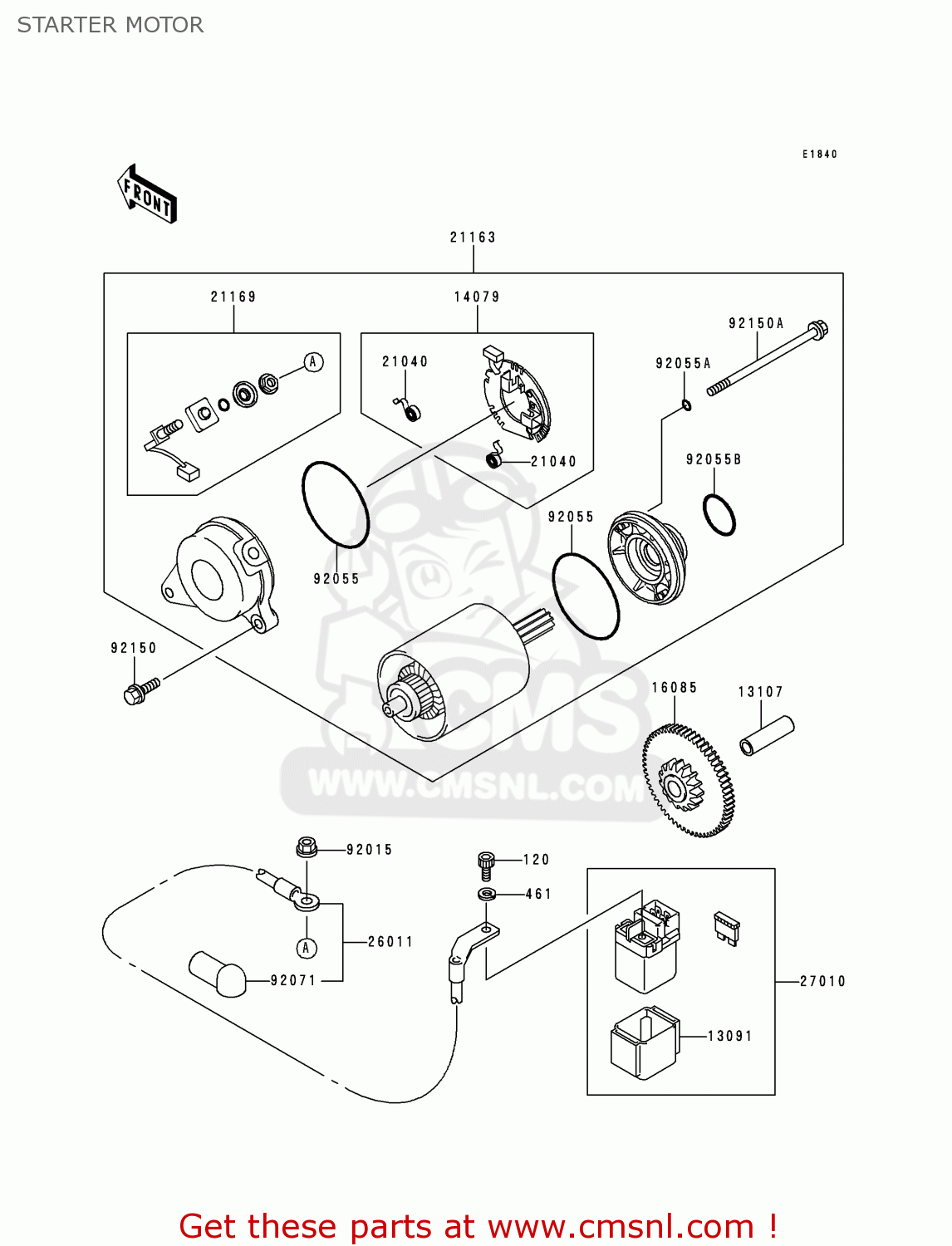 STARTER MOTOR ZX900B1 NINJA ZX9R 1994 USA CALIFORNIA CANADA