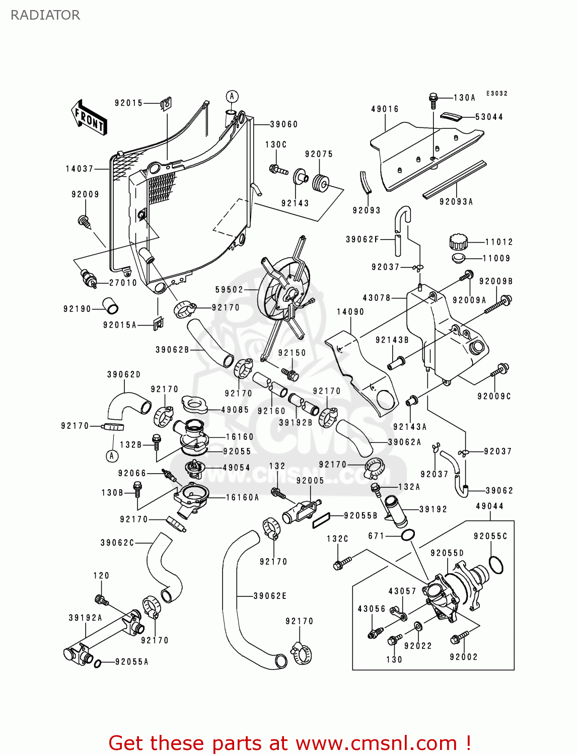 RADIATOR ZX900B1 NINJA ZX9R 1994 USA CALIFORNIA CANADA