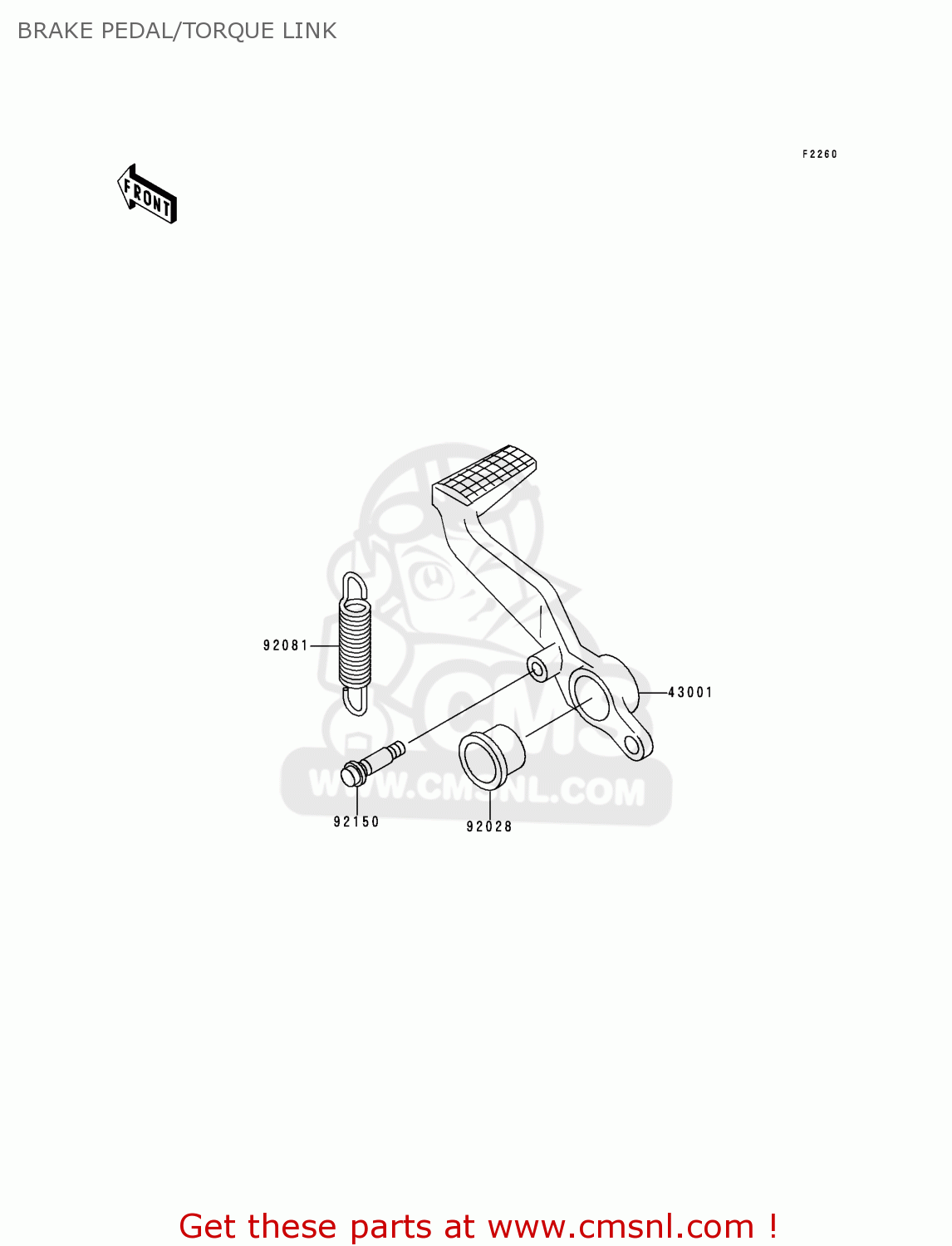 BRAKE PEDAL/TORQUE LINK ZX900B1 NINJA ZX9R 1994 USA CALIFORNIA CANADA