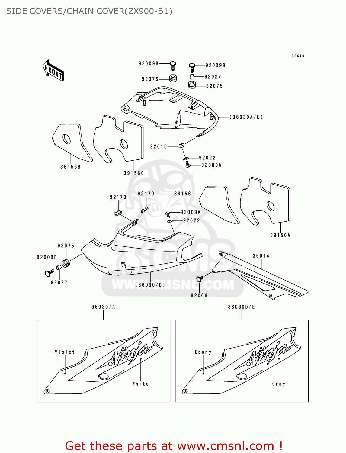 SIDE COVERS/CHAIN COVER(ZX900-B1) ZX900B1 NINJA ZX9R 1994 USA CALIFORNIA CANADA