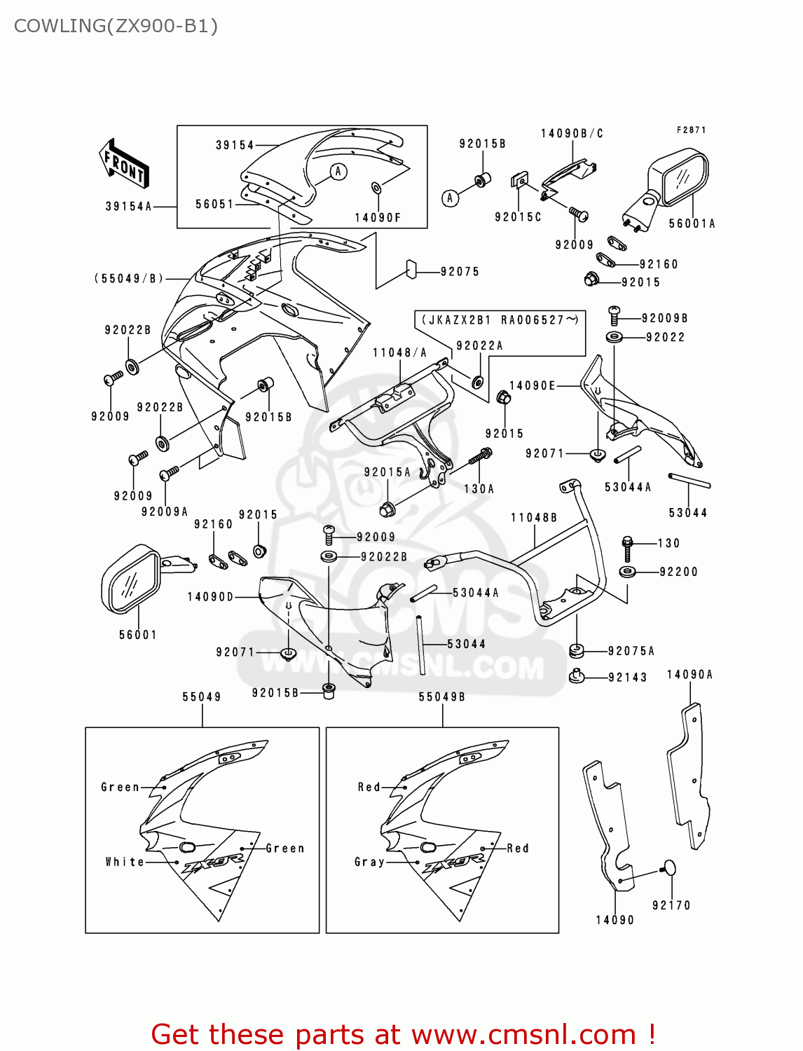 COWLING(ZX900-B1) ZX900B1 NINJA ZX9R 1994 USA CALIFORNIA CANADA