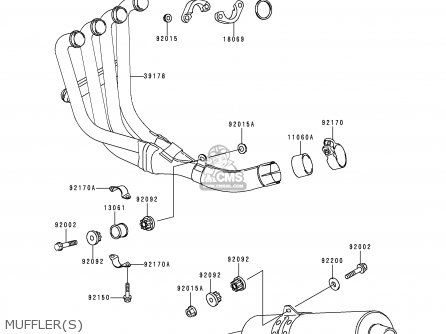 MUFFLER(S) - ZX900B1 NINJA ZX9R 1994 USA CALIFORNIA CANADA