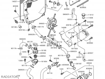 RADIATOR - ZX900B1 NINJA ZX9R 1994 USA CALIFORNIA CANADA