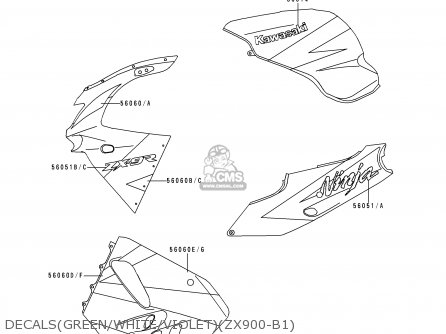 DECALS(GREEN/WHITE/VIOLET)(ZX900-B1) - ZX900B1 NINJA ZX9R 1994 USA CALIFORNIA CANADA