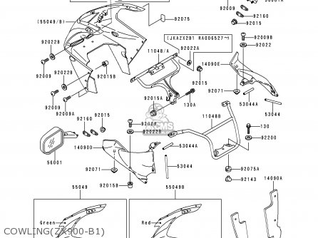 COWLING(ZX900-B1) - ZX900B1 NINJA ZX9R 1994 USA CALIFORNIA CANADA