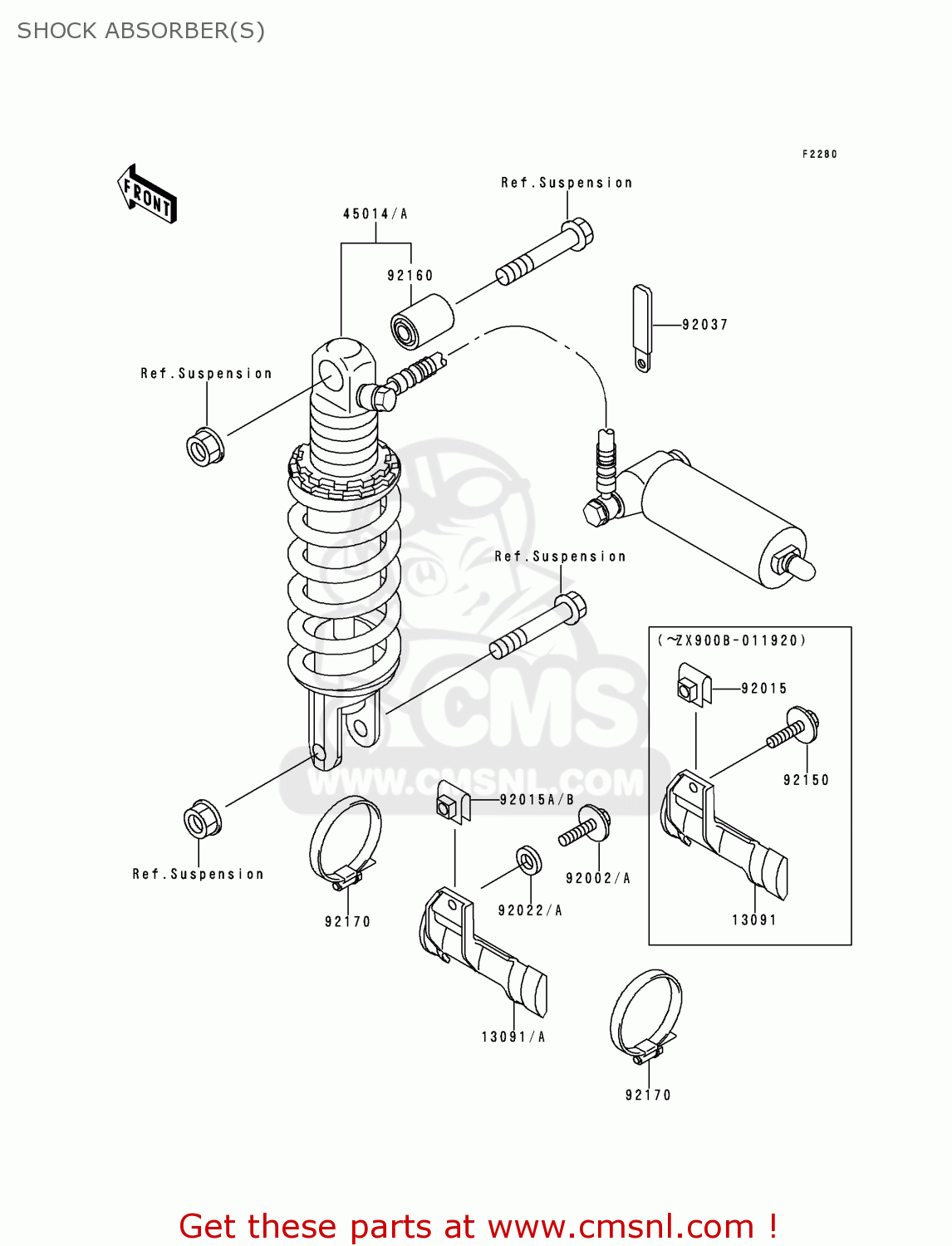 SHOCK ABSORBER(S) ZX900B2 NINJA ZX9R 1995 EU UK FR NL AR FG GR IT NR SD SP ST