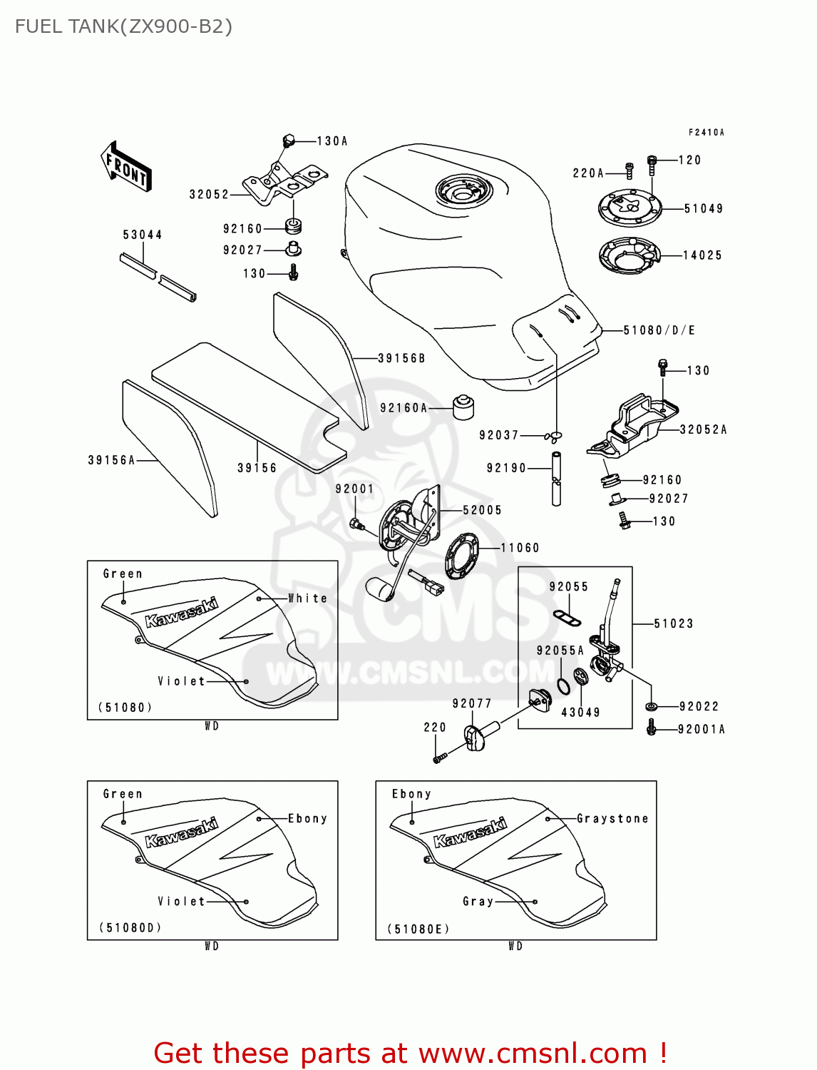 FUEL TANK(ZX900-B2) ZX900B2 NINJA ZX9R 1995 EU UK FR NL AR FG GR IT NR SD SP ST