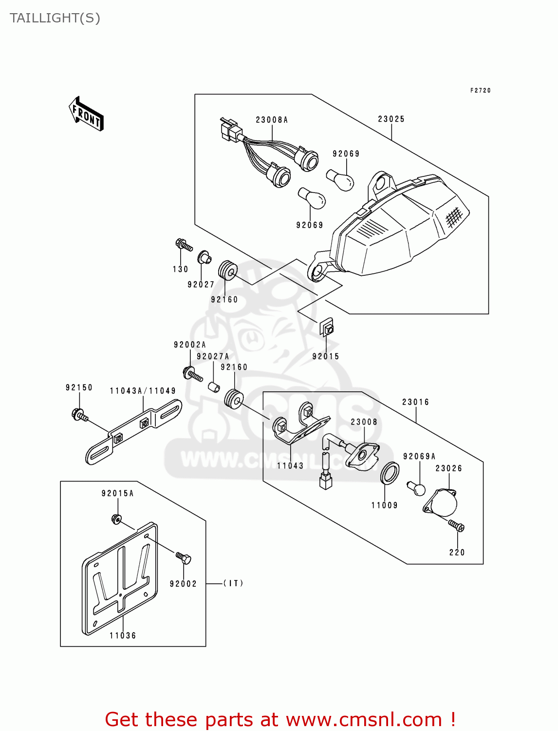 TAILLIGHT(S) ZX900B2 NINJA ZX9R 1995 EU UK FR NL AR FG GR IT NR SD SP ST
