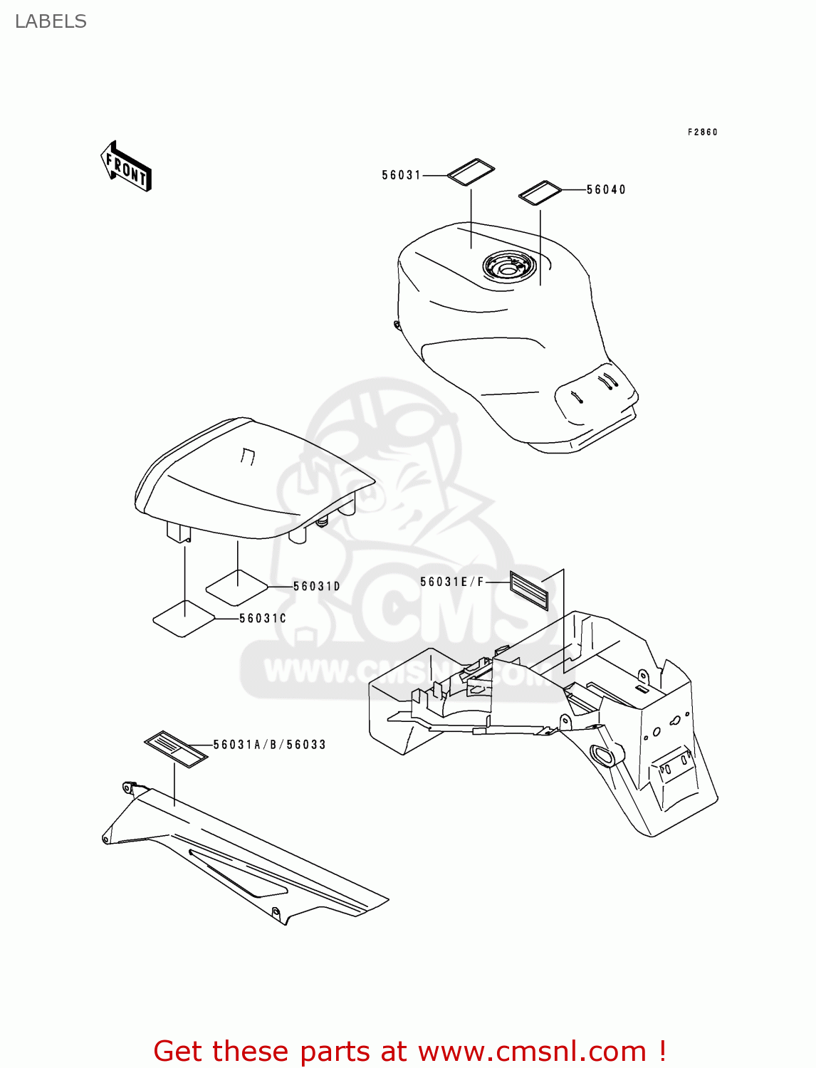 LABELS ZX900B2 NINJA ZX9R 1995 EU UK FR NL AR FG GR IT NR SD SP ST