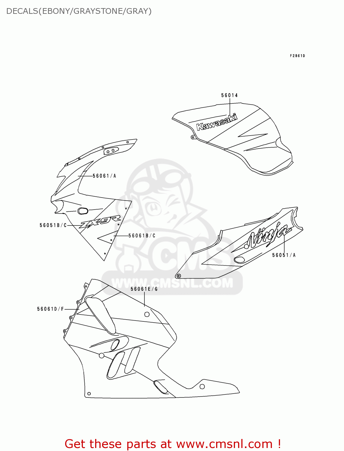 DECALS(EBONY/GRAYSTONE/GRAY) ZX900B2 NINJA ZX9R 1995 EU UK FR NL AR FG GR IT NR SD SP ST