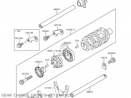 GEAR CHANGE DRUM/SHIFT FORK(S) - ZX900B2 NINJA ZX9R 1995 EU UK FR NL AR FG GR IT NR SD SP ST