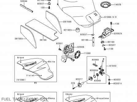 FUEL TANK(ZX900-B2) - ZX900B2 NINJA ZX9R 1995 EU UK FR NL AR FG GR IT NR SD SP ST