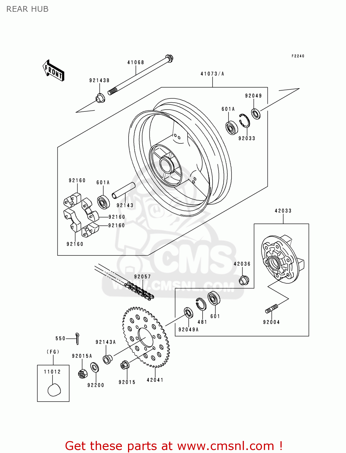 REAR HUB ZX900B3 NINJA ZX9R 1996 EU UK FR NL AR FG GR IT NR SD SP ST