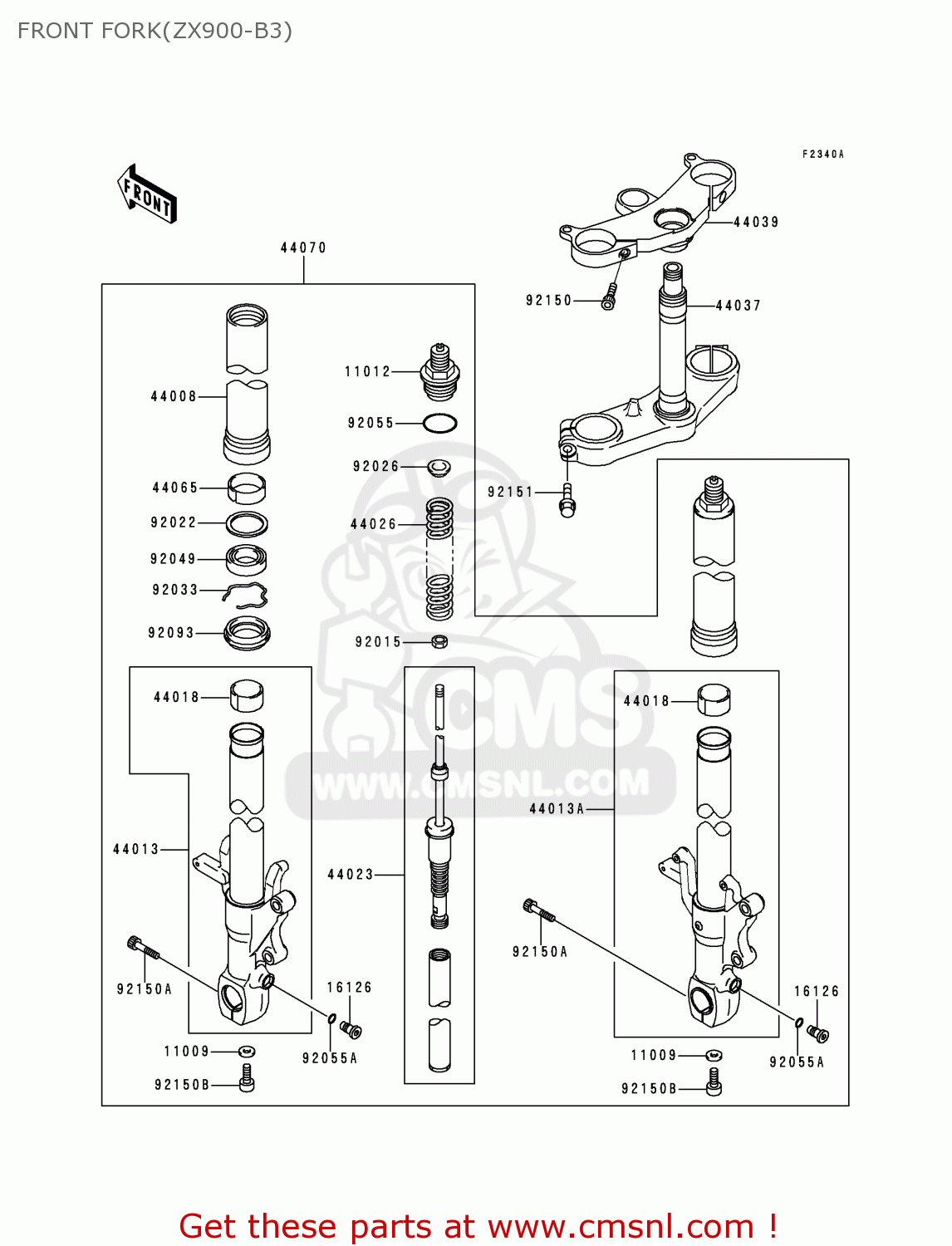 FRONT FORK(ZX900-B3) ZX900B3 NINJA ZX9R 1996 EU UK FR NL AR FG GR IT NR SD SP ST