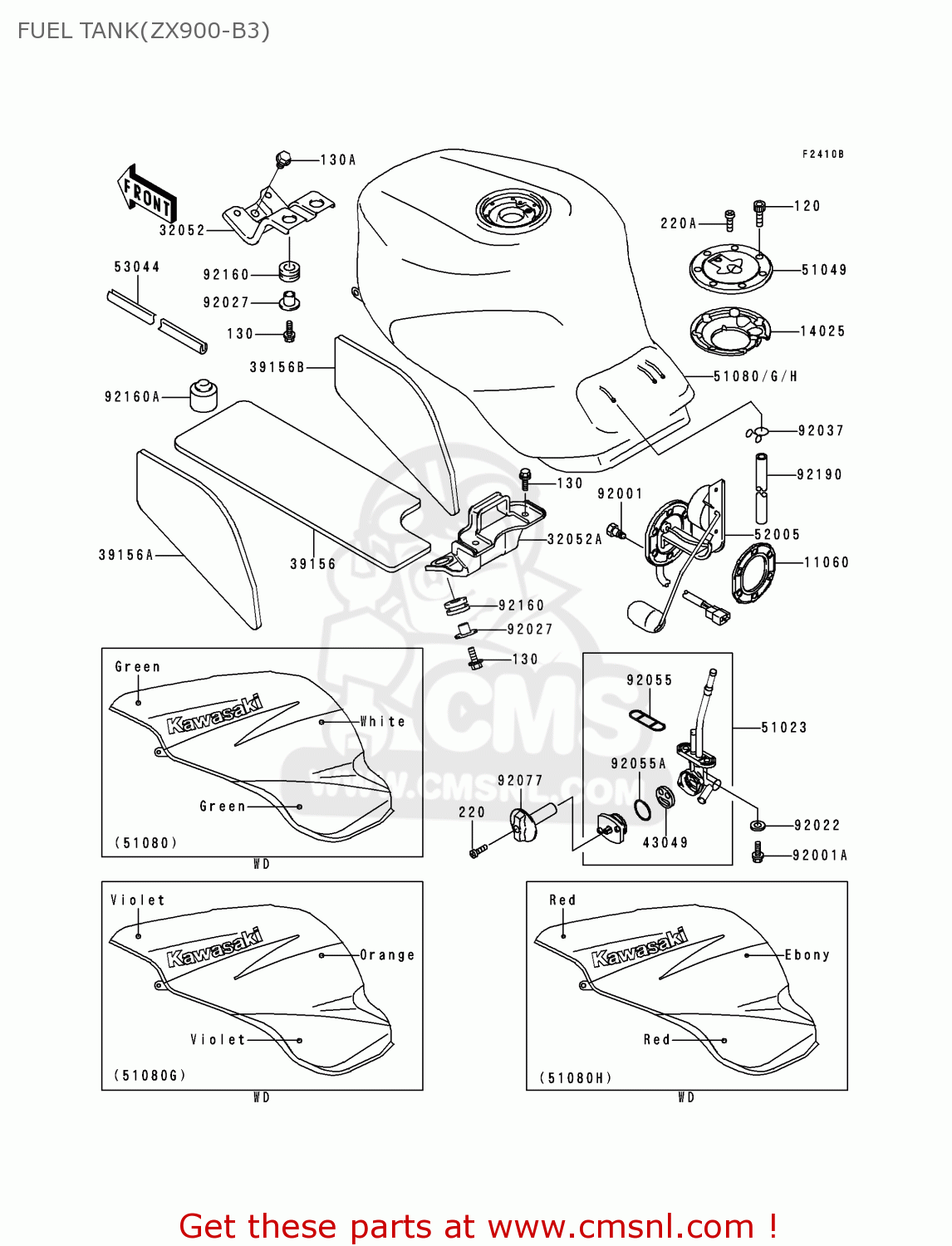 FUEL TANK(ZX900-B3) ZX900B3 NINJA ZX9R 1996 EU UK FR NL AR FG GR IT NR SD SP ST