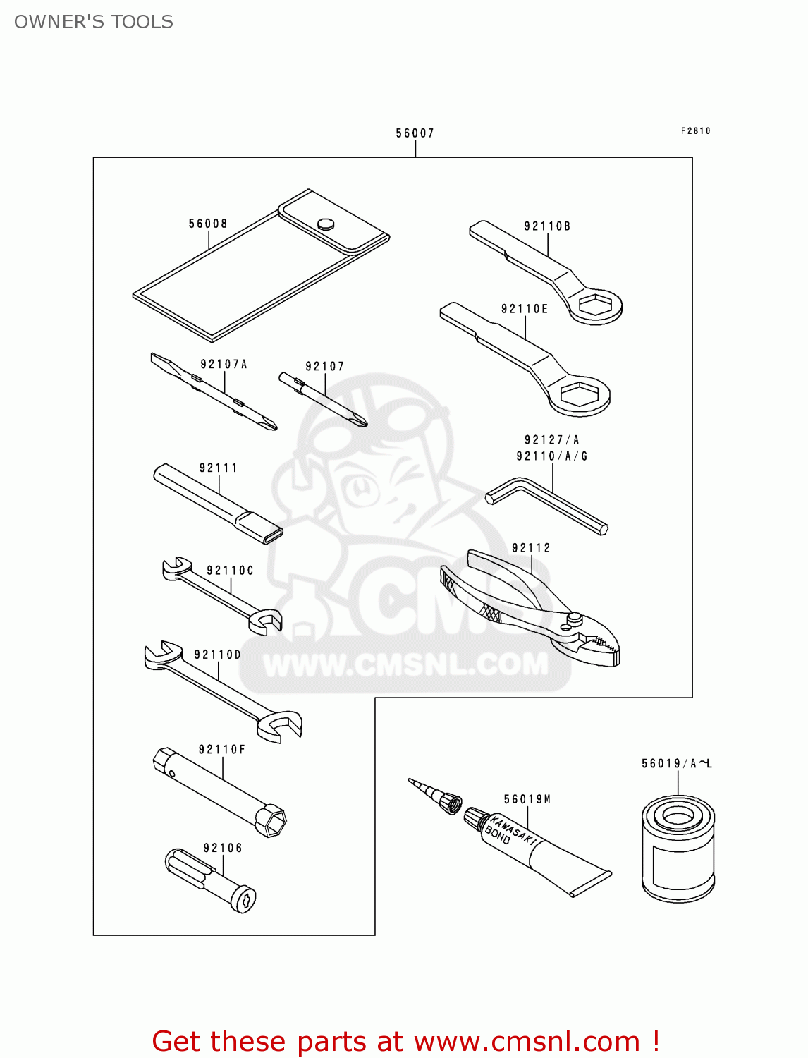 OWNER'S TOOLS ZX900B3 NINJA ZX9R 1996 EU UK FR NL AR FG GR IT NR SD SP ST