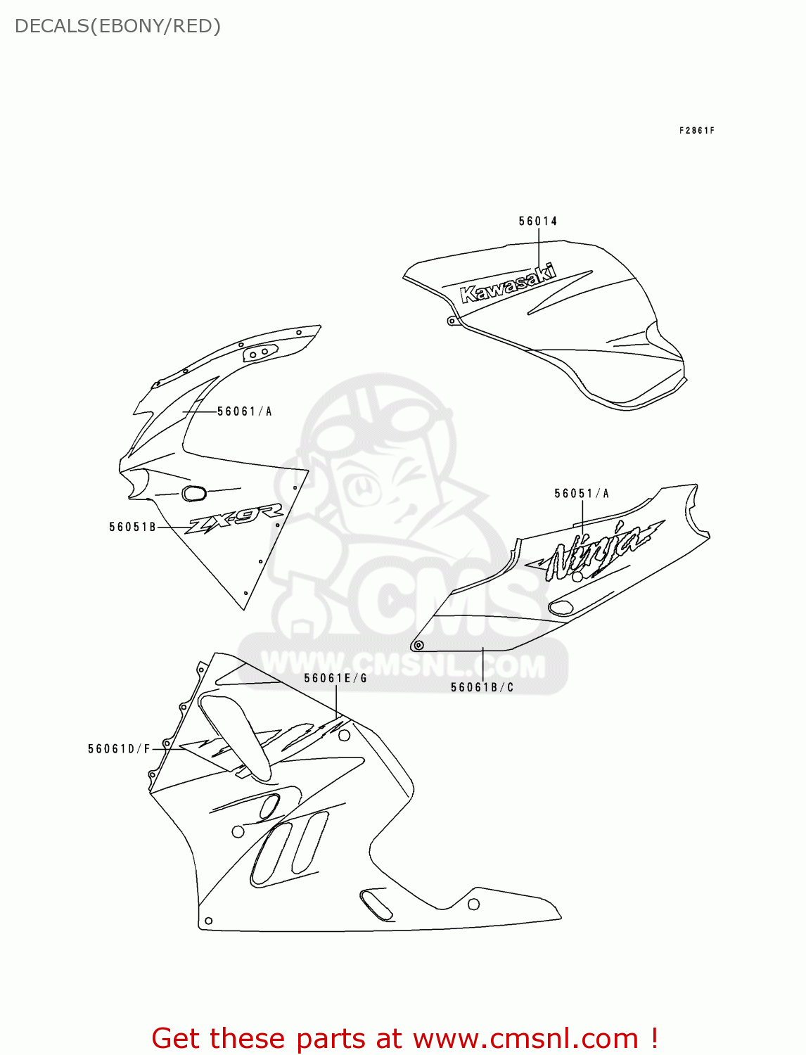 DECALS(EBONY/RED) ZX900B3 NINJA ZX9R 1996 EU UK FR NL AR FG GR IT NR SD SP ST