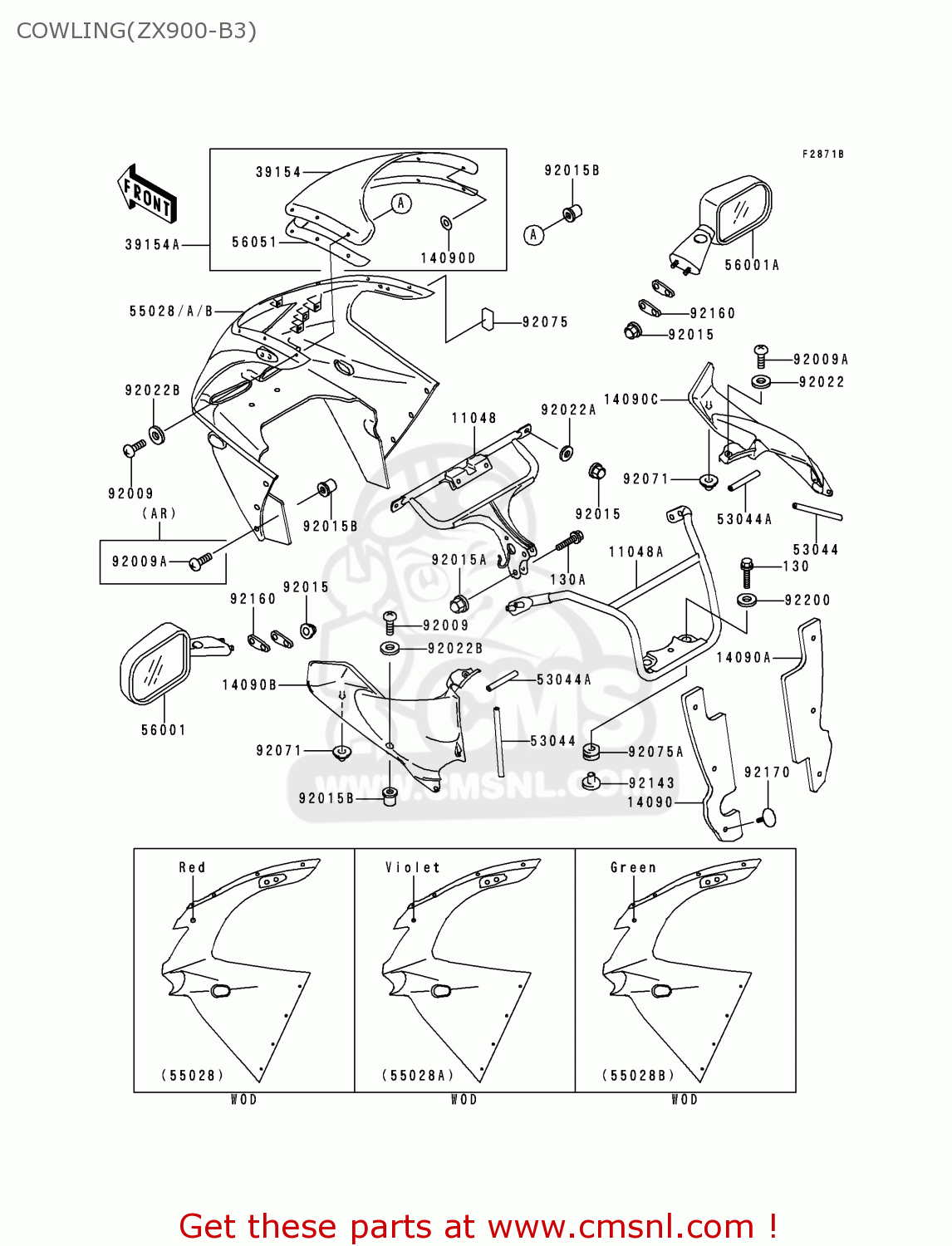 COWLING(ZX900-B3) ZX900B3 NINJA ZX9R 1996 EU UK FR NL AR FG GR IT NR SD SP ST