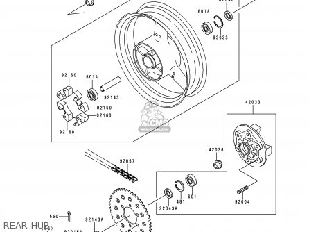 REAR HUB - ZX900B3 NINJA ZX9R 1996 EU UK FR NL AR FG GR IT NR SD SP ST