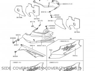 SIDE COVERS/CHAIN COVER(ZX900-B3) - ZX900B3 NINJA ZX9R 1996 EU UK FR NL AR FG GR IT NR SD SP ST
