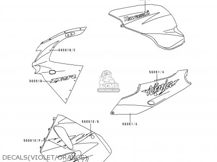 DECALS(VIOLET/ORANGE) - ZX900B3 NINJA ZX9R 1996 EU UK FR NL AR FG GR IT NR SD SP ST