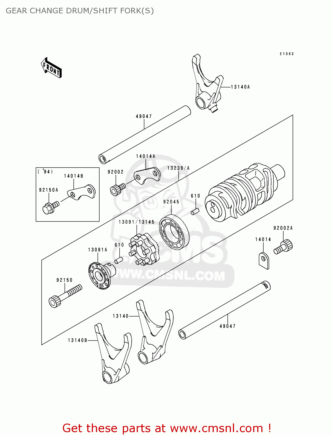 GEAR CHANGE DRUM/SHIFT FORK(S) ZX900B3 NINJA ZX9R 1996 USA CALIFORNIA CANADA