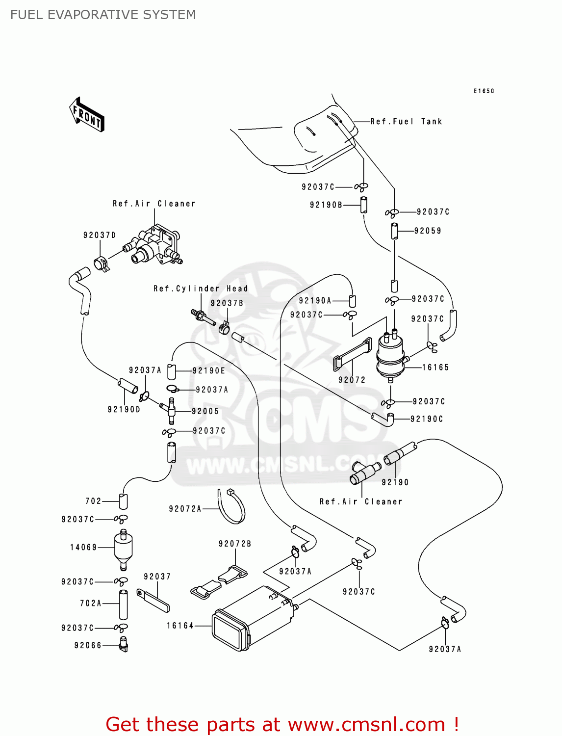 FUEL EVAPORATIVE SYSTEM ZX900B3 NINJA ZX9R 1996 USA CALIFORNIA CANADA