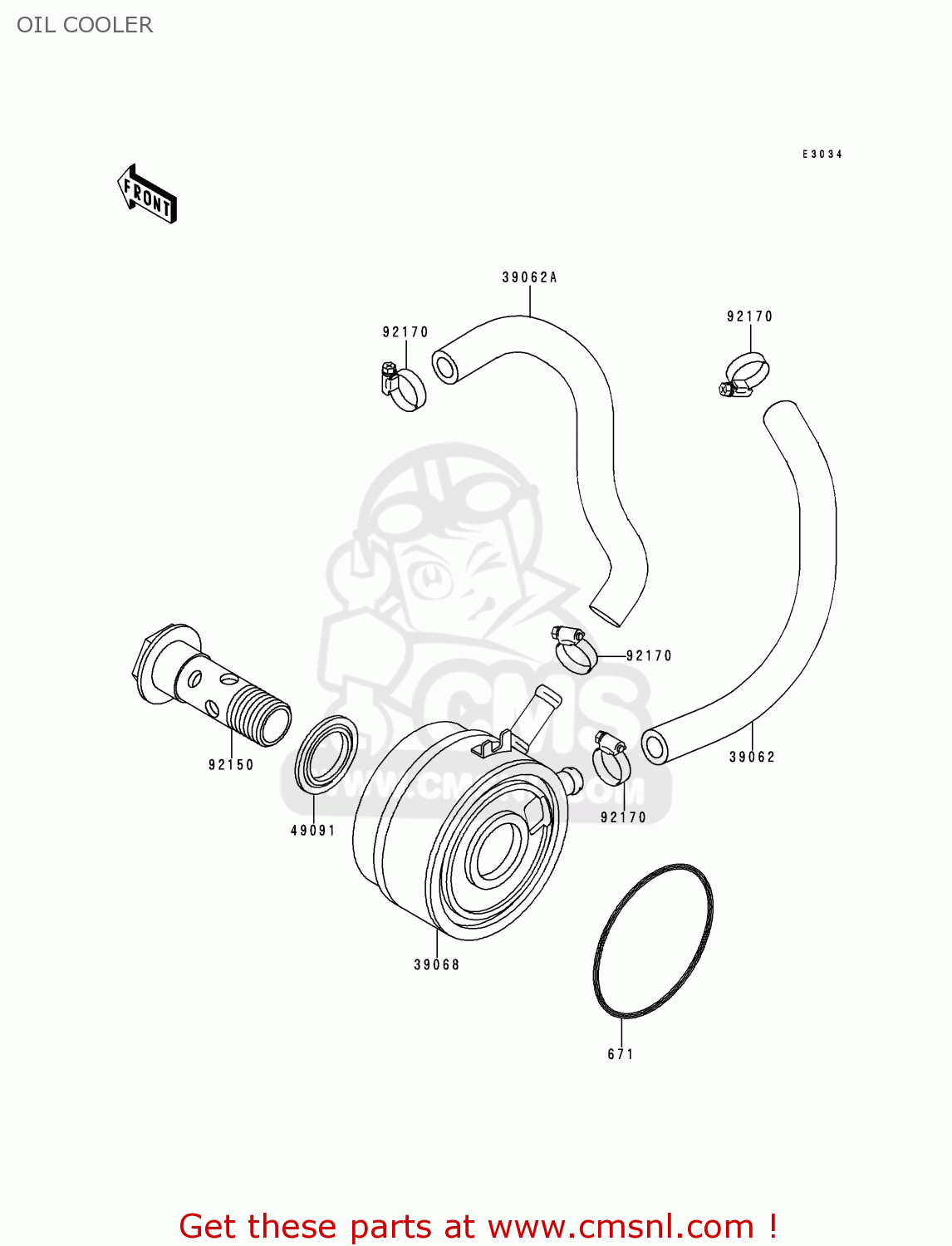 OIL COOLER ZX900B3 NINJA ZX9R 1996 USA CALIFORNIA CANADA