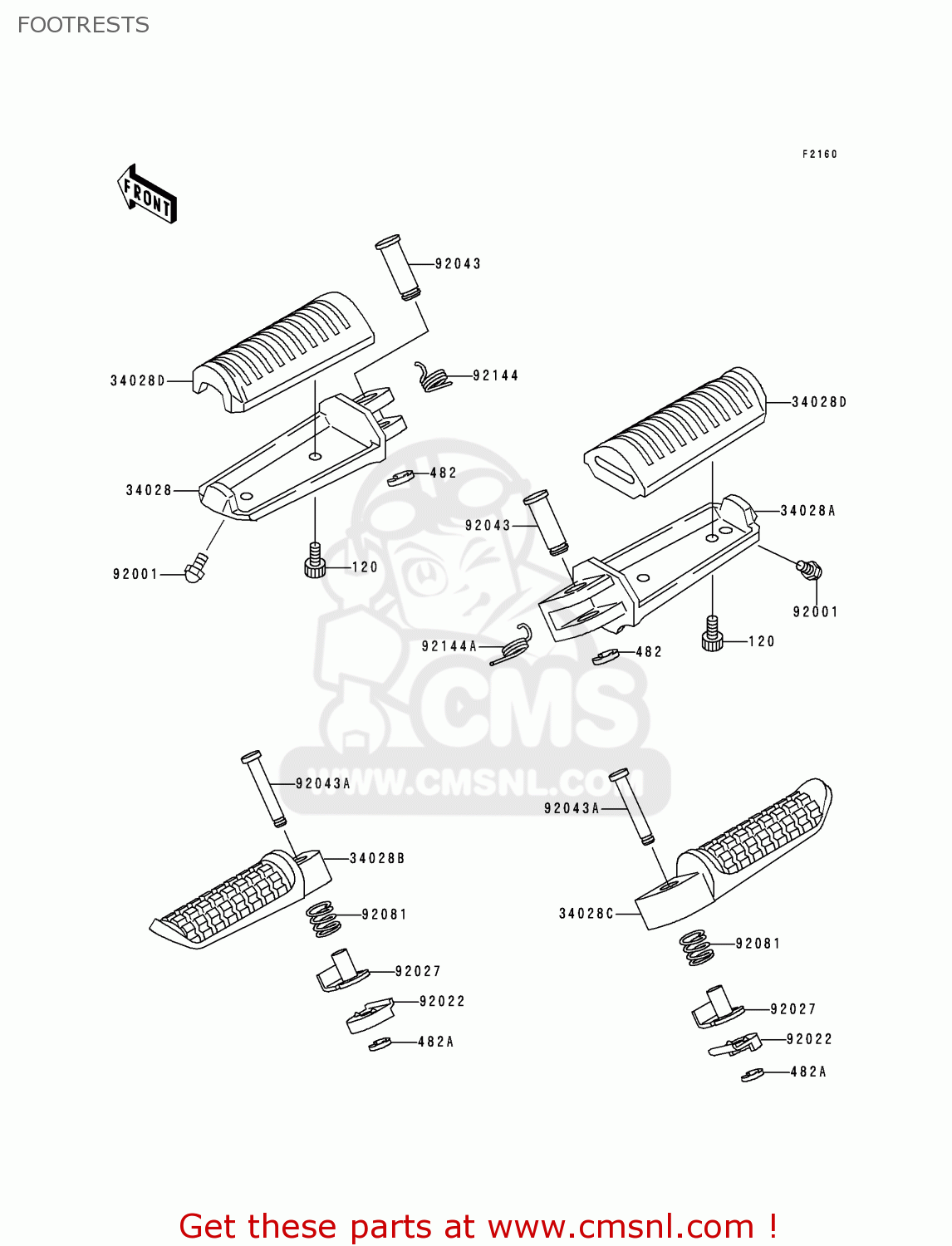 FOOTRESTS ZX900B3 NINJA ZX9R 1996 USA CALIFORNIA CANADA