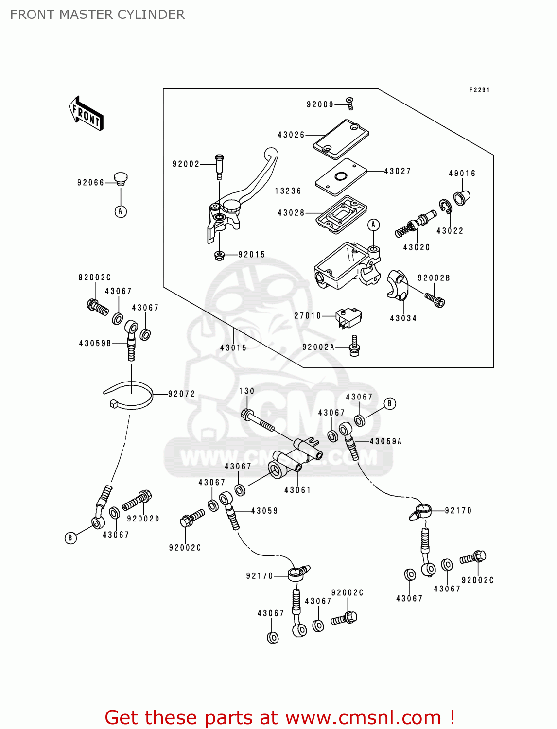 FRONT MASTER CYLINDER ZX900B3 NINJA ZX9R 1996 USA CALIFORNIA CANADA