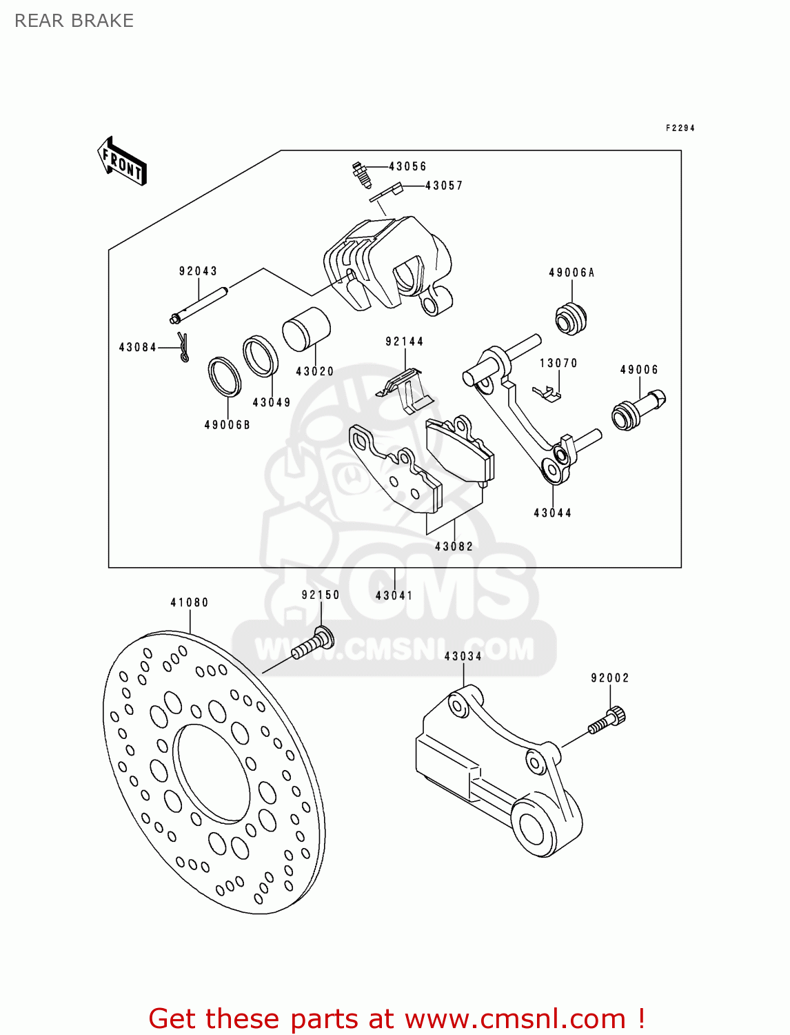 REAR BRAKE ZX900B3 NINJA ZX9R 1996 USA CALIFORNIA CANADA