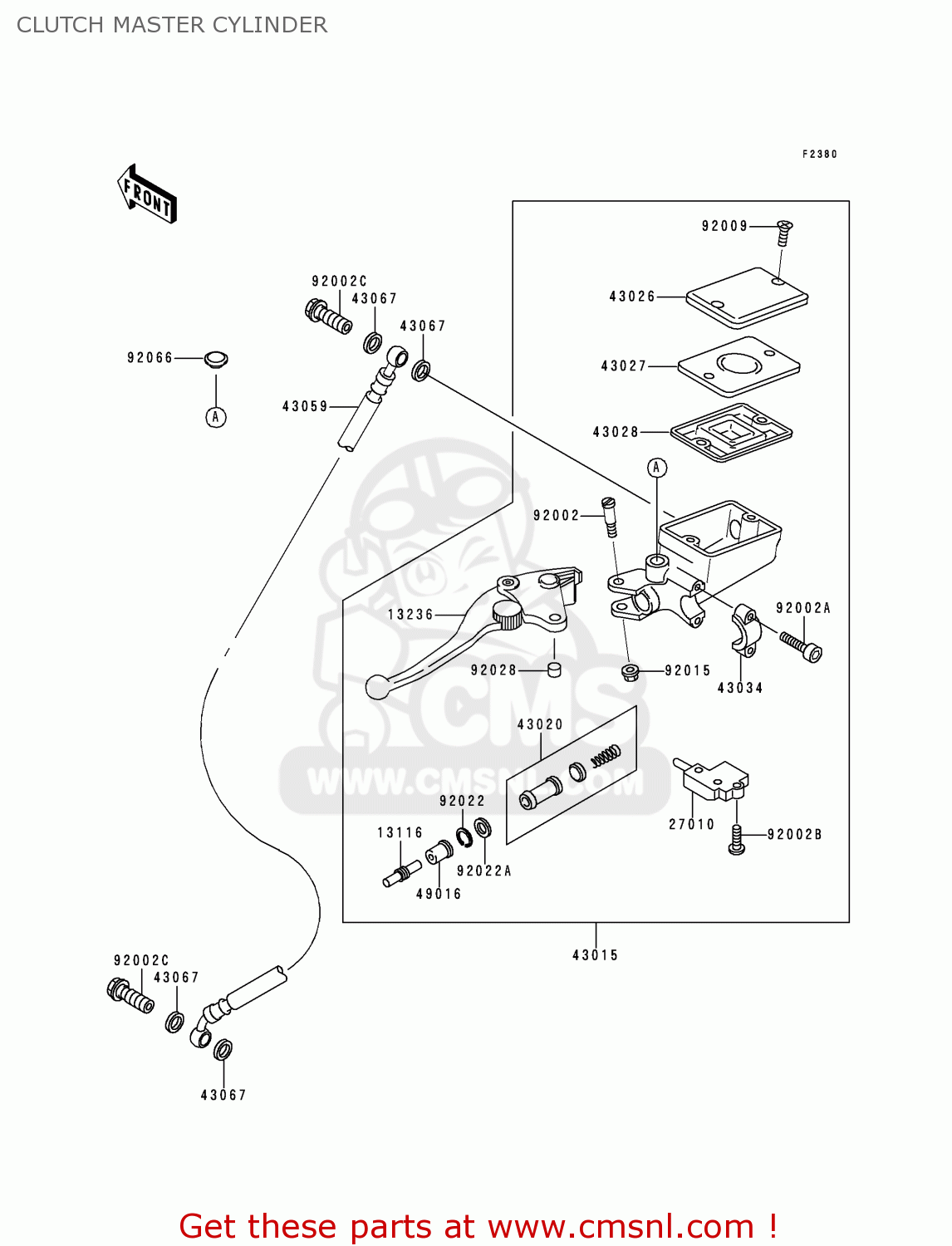 CLUTCH MASTER CYLINDER ZX900B3 NINJA ZX9R 1996 USA CALIFORNIA CANADA