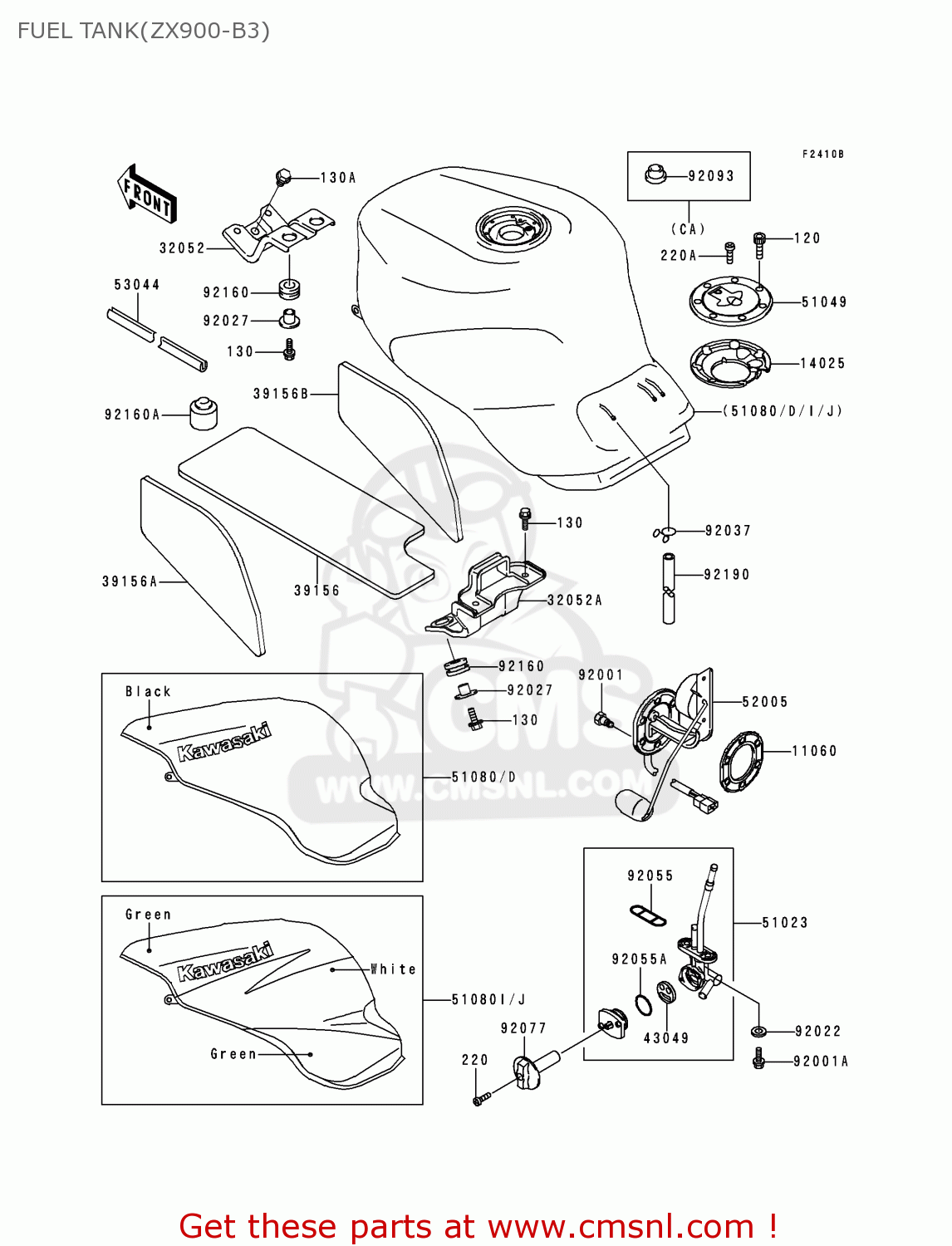 FUEL TANK(ZX900-B3) ZX900B3 NINJA ZX9R 1996 USA CALIFORNIA CANADA
