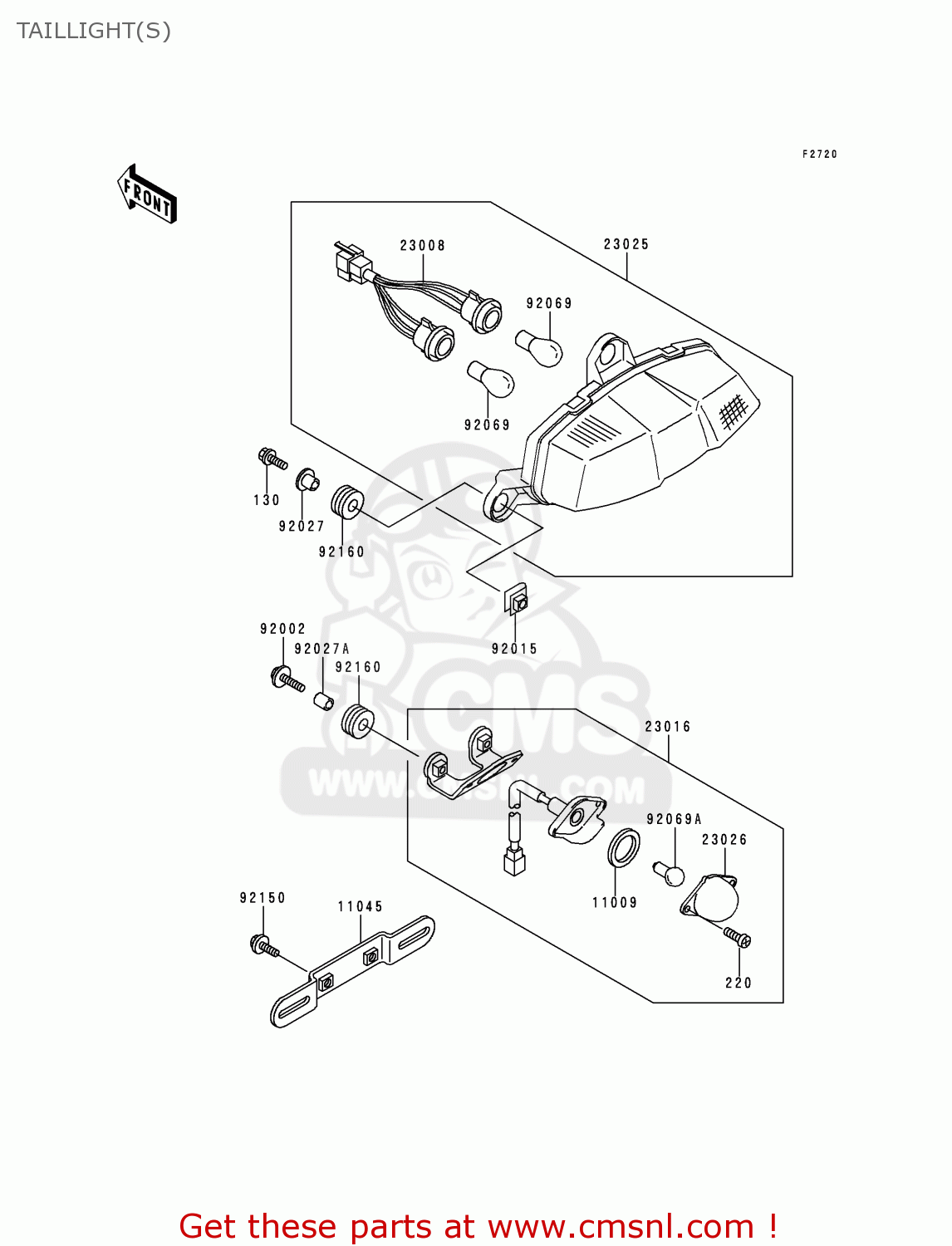 TAILLIGHT(S) ZX900B3 NINJA ZX9R 1996 USA CALIFORNIA CANADA